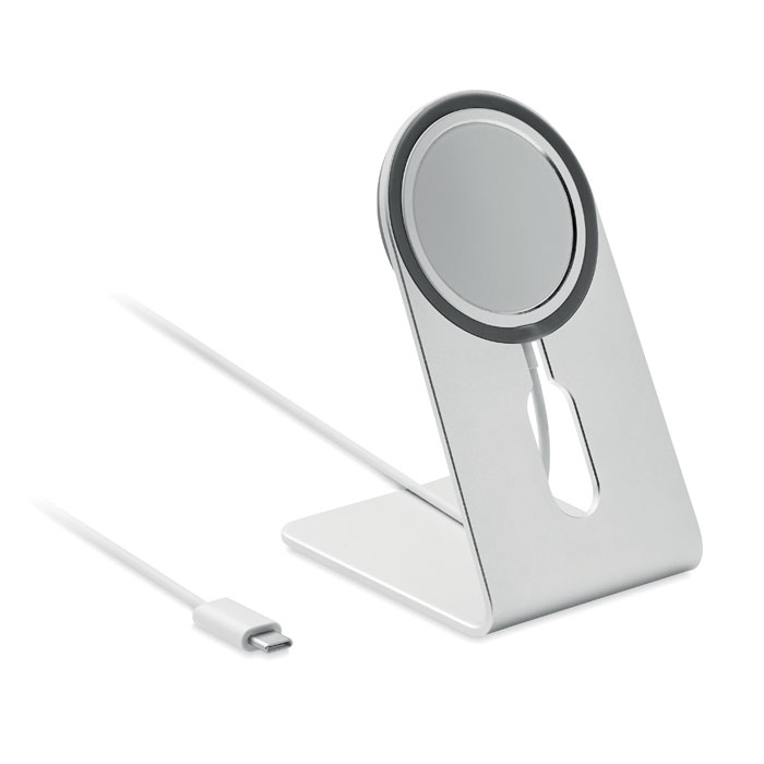 Support et chargeur magnétique 15W publicitaire MELIS silver mate